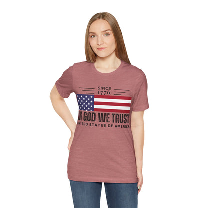 In God We Trust Christian American Flag Tshirt with US Flag