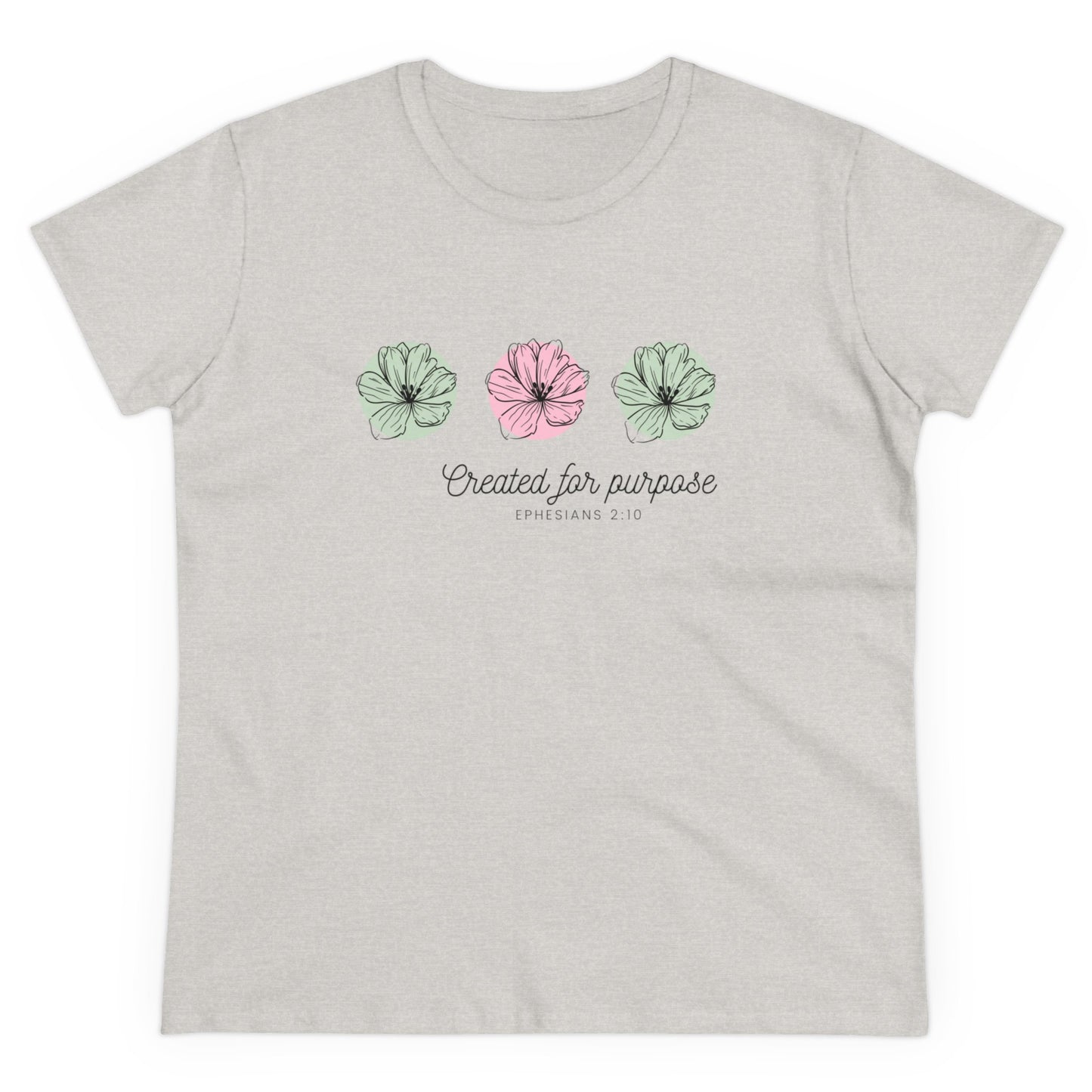 Created for Purpose Women's Midweight Cotton Tee for Christian Mom Tshirt with Bible Verse Midweight Tshirt Gifts for Christian Moms