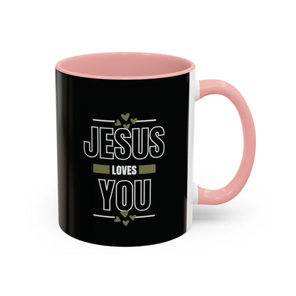 Jesus Loves You Mug with Bible Verse Christian coffee mugs for Mom Christian Coffee Mug with Inspirational Message Accent Coffee Mug in 11oz Coffee Mug in 15 oz for coffee lovers