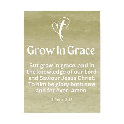 Grow in Grace Christian Faith Wall Art Decor Canvas Scripture Art Prints and Bible Verse Art Canvas Stretched in 1.5''