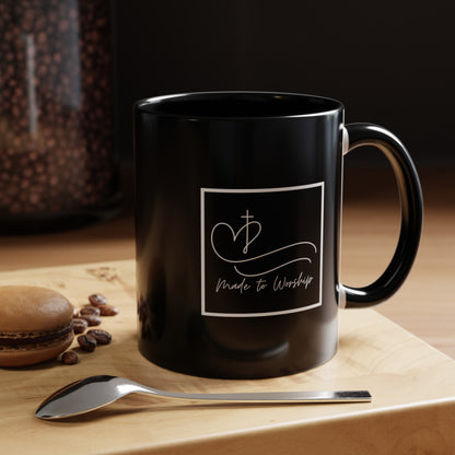 Made to Worship Mug with Bible Verse Christian coffee mugs for Mom Christian Coffee Mug with Inspirational Message Accent Coffee Mug in 11oz Coffee Mug in 15 oz for coffee lovers