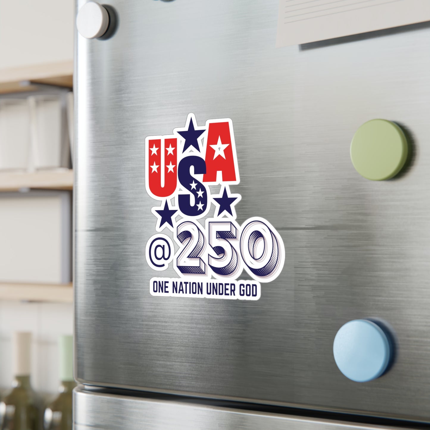 USA @250 Patriotic Kiss-Cut Vinyl Decal — "One Nation Under God"