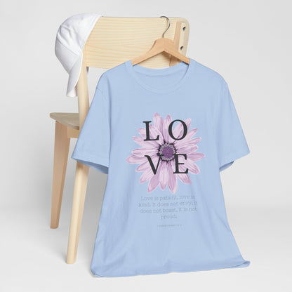 Love is Patient Scripture Wear Christian T-Shirt with Religious Graphics Ideal Religious Gift Ideas for Women