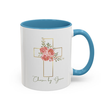 Chosen By Grace Mug with Bible Verse Christian coffee mugs for Mom Christian Coffee Mug with Inspirational Message Accent Coffee Mug in 11oz Coffee Mug for coffee lovers