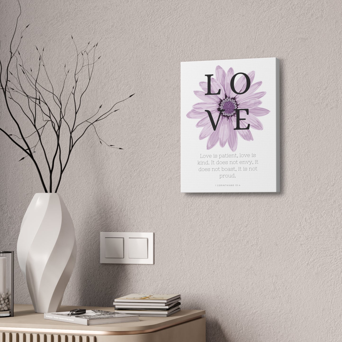 Love Is Christian Wall Art Decor with Scripture Art Prints and Inspirational Wall Art for A Christian Home Canvas Stretched, 1.5''