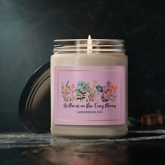 His Mercies are New Every Morning Christian Candle