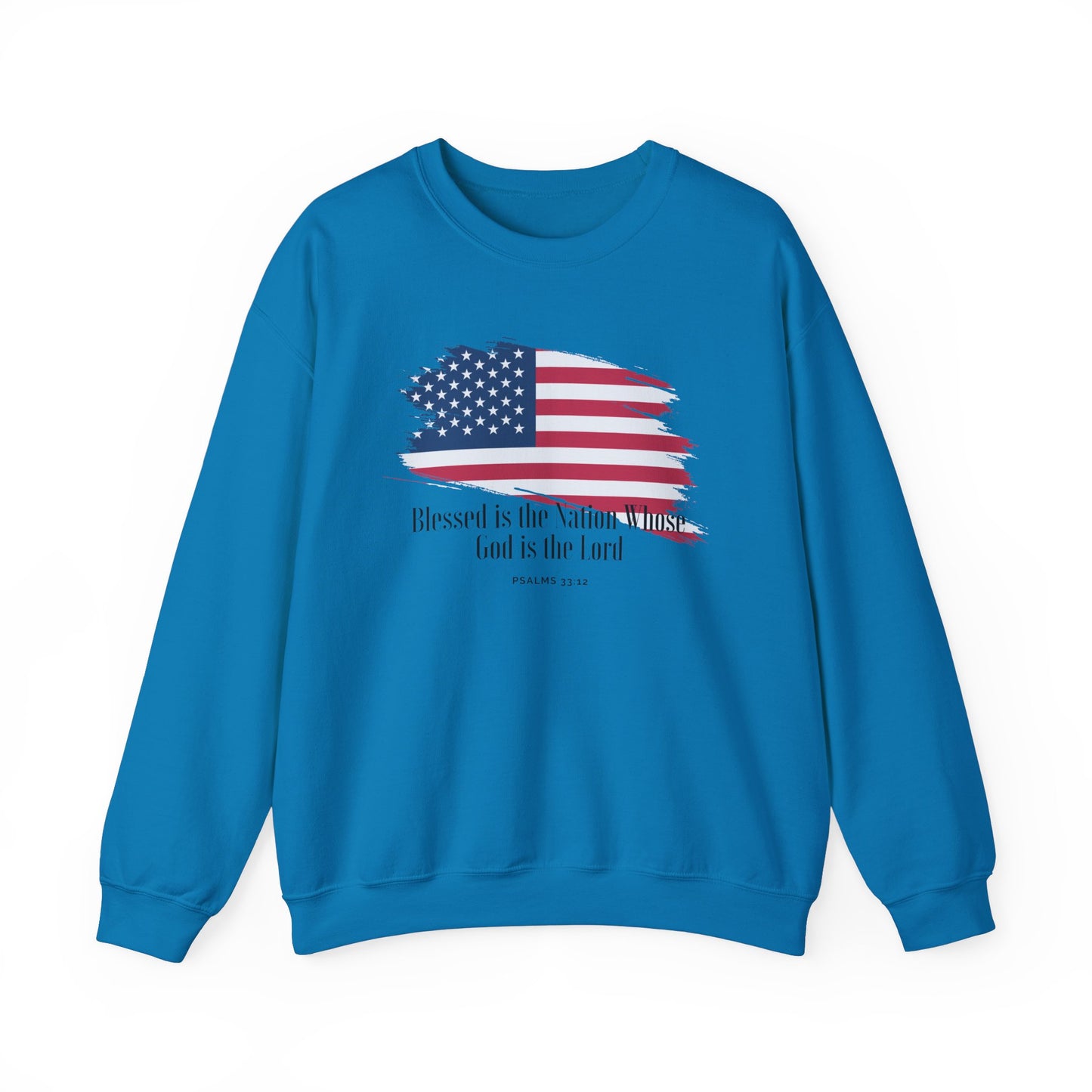 Blessed Is the Nation Whose God is God Sweatshirt Flag Sweatshirt Christian Flag Sweatshirt for Women