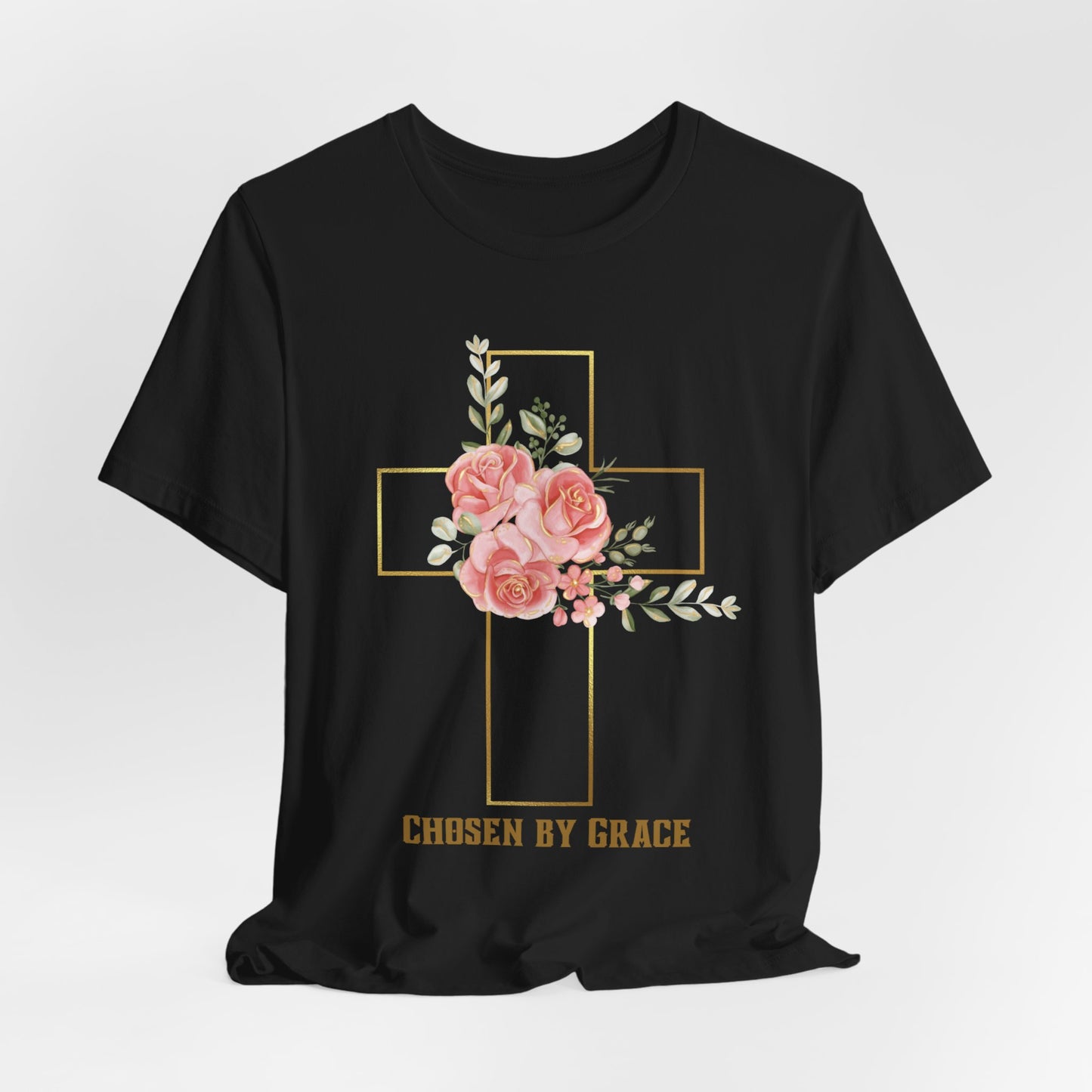 Chosen by Grace Inspirational Christian T-Shirt with Bible Verse and Cross Design Ideal Christian Gift Ideas for Women