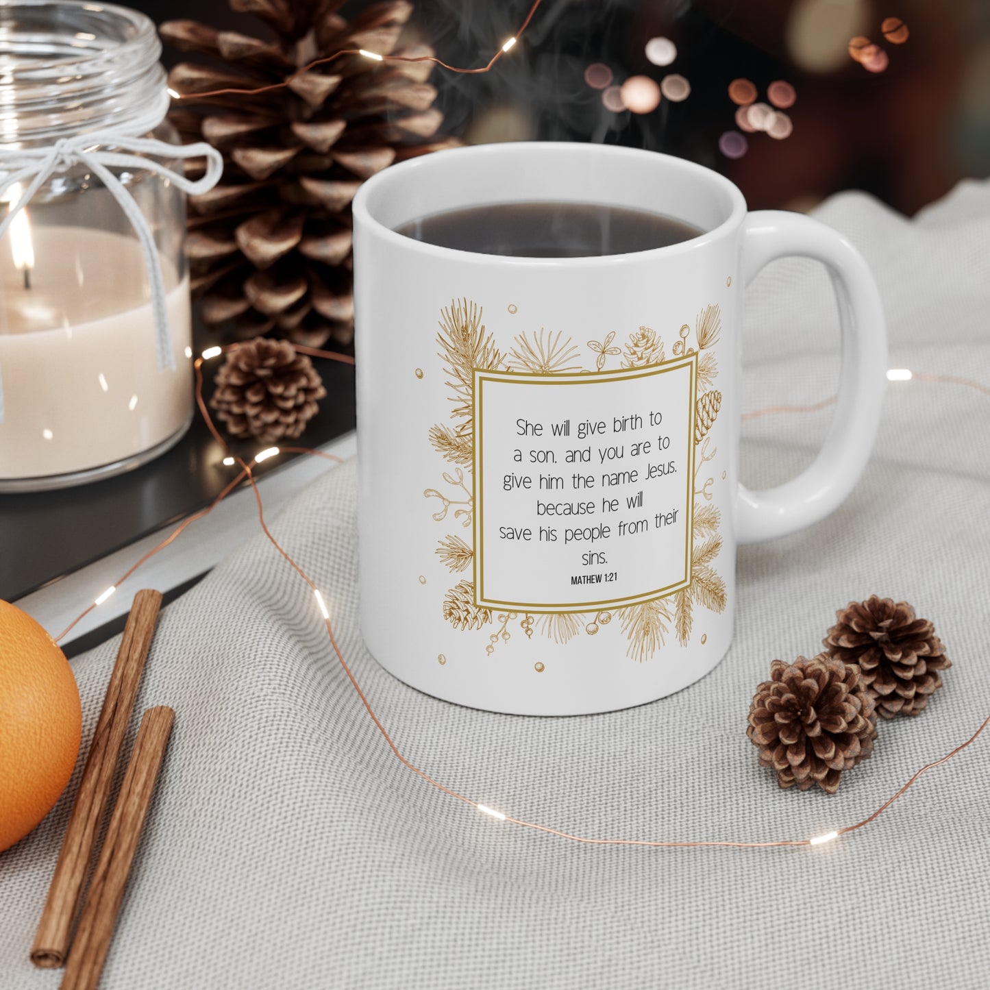 Jesus the Greatest Gift with Nativity Scripture Mug, Christmas Holiday Christian Coffee Mug 11oz, Religious Christmas Mug Gift,