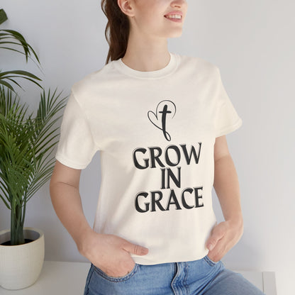 Grow in Grace Inspirational, Comfortable Church Tee with a Positive Message Ideal Christian Gift Idea for Men and Women.