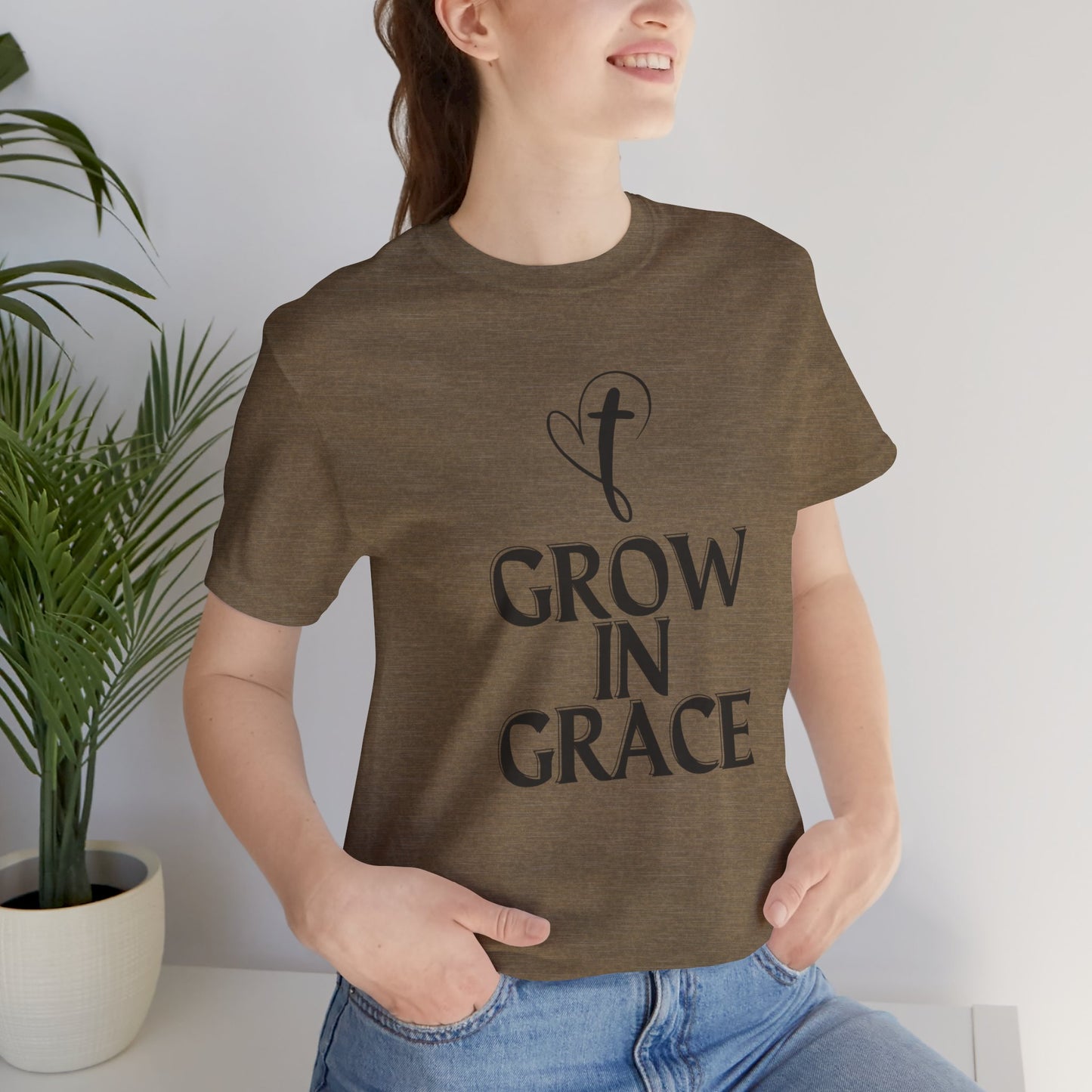 Grow in Grace Inspirational, Comfortable Church Tee with a Positive Message Ideal Christian Gift Idea for Men and Women.