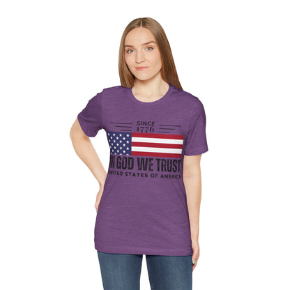 In God We Trust Christian American Flag Tshirt with US Flag