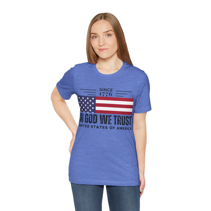 In God We Trust Christian American Flag Tshirt with US Flag