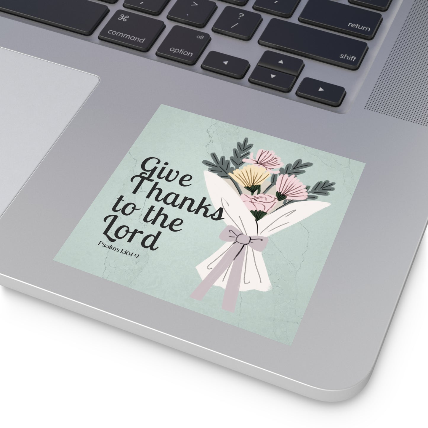 Cute Thank You Sticker with Bible Verse Square Sticker Thanksgiving Sticker Christian Sticker