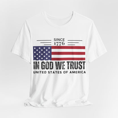 In God We Trust Christian American Flag Tshirt with US Flag