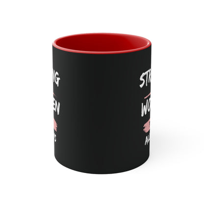 Strong Women Pray Christian Mug with Bible Verse Accent Coffee Mug, 11oz