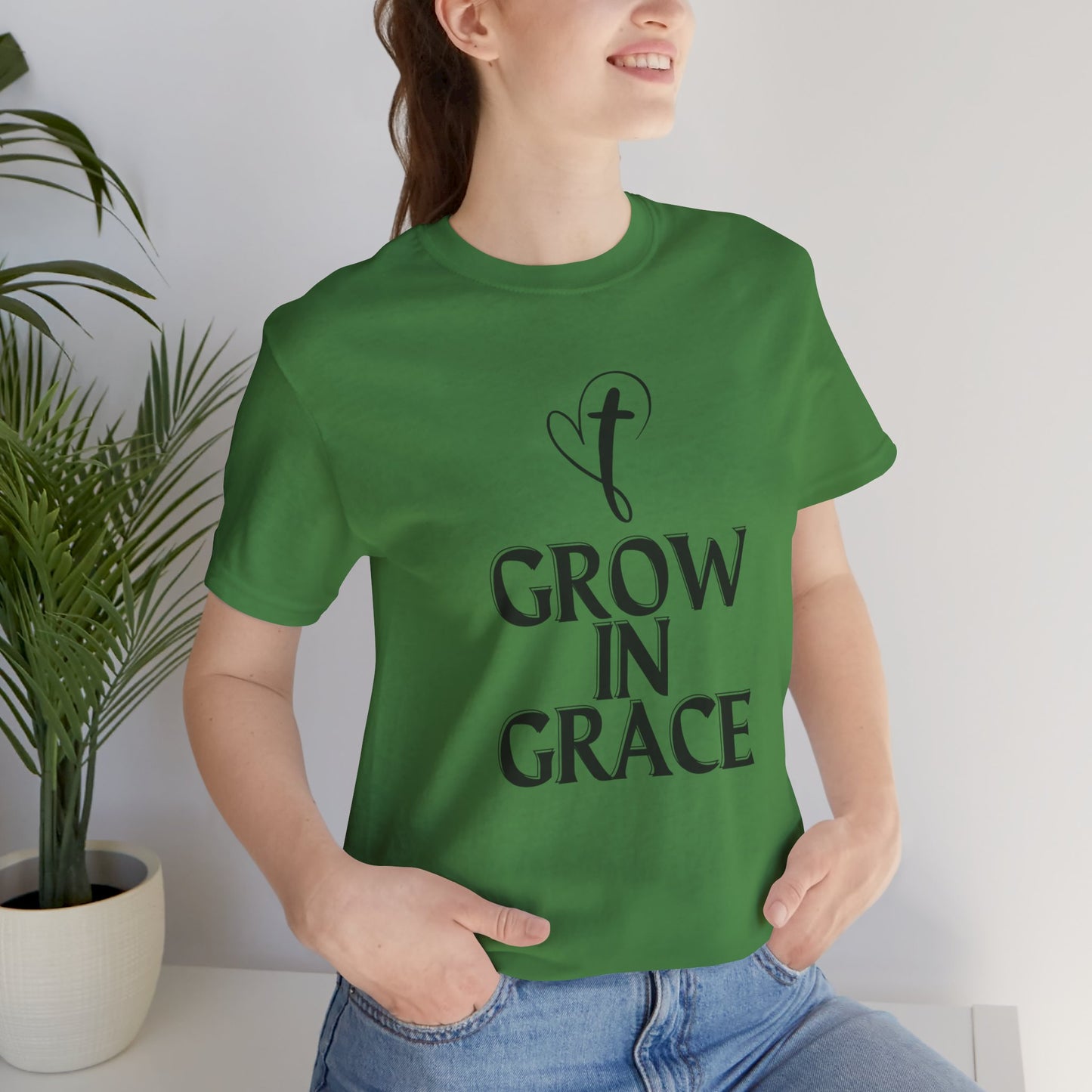 Grow in Grace Inspirational, Comfortable Church Tee with a Positive Message Ideal Christian Gift Idea for Men and Women.