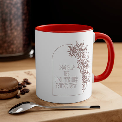 God is in the Story Christian Mug with Bible Verse Accent Coffee Mug, 11oz