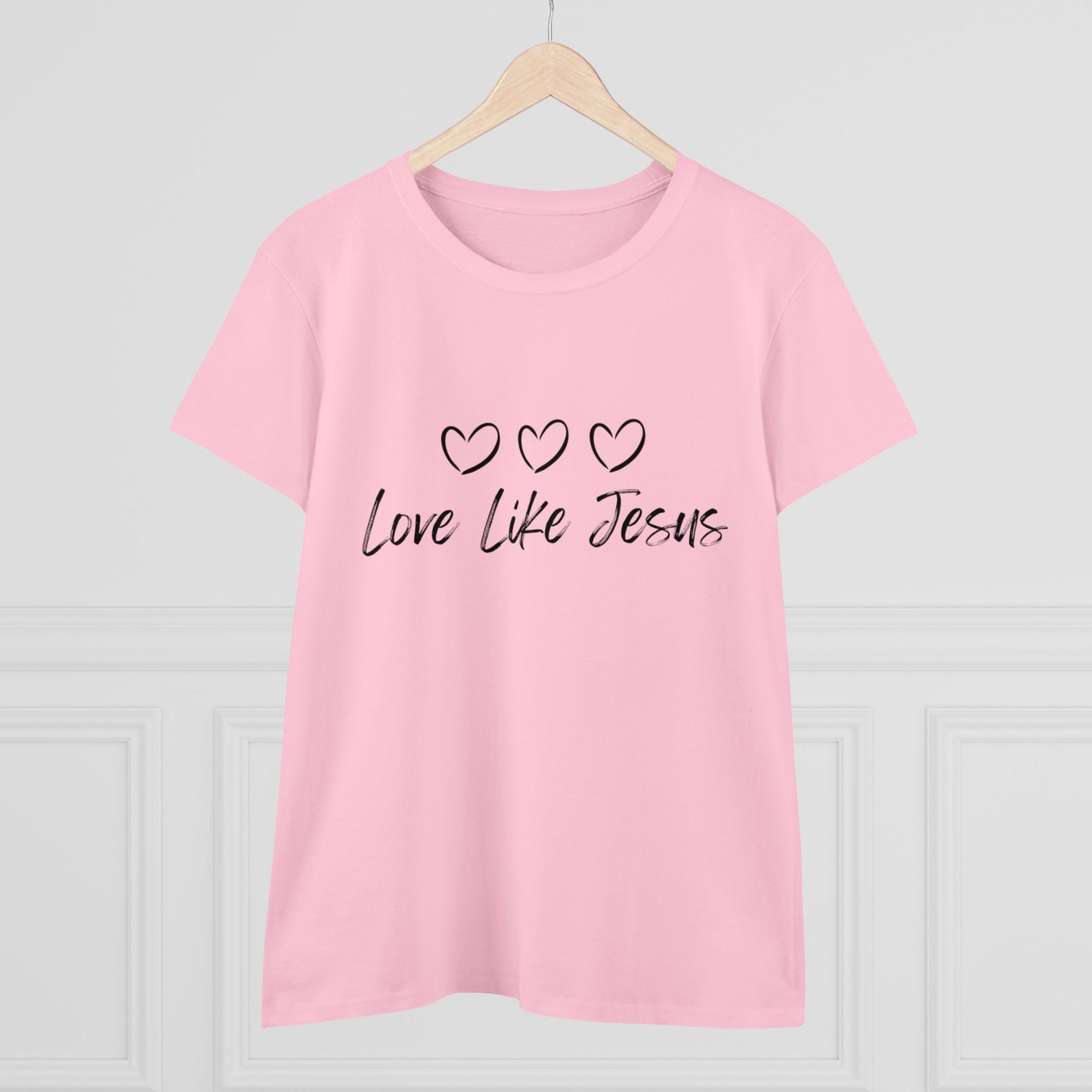 Love Like Jesus Women's Midweight Cotton Tee for Christian Mom Tshirt with Bible Verse Midweight Tshirt Gifts for Christian Moms