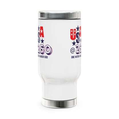 USA at 250 Travel Mug with Handle| 14oz Travel Tumbler| Christian Patriotic Mug