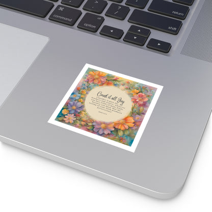 Count It Joy Square Sticker with Bible Verse Christian Sticker