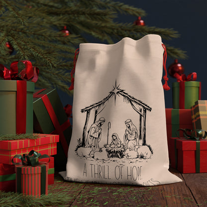 Christian Christmas Gift Bag, A Thrill of Hope, Religious Wrapping Pouch, Christmas Drawstring Bag, Christmas Gift Bag