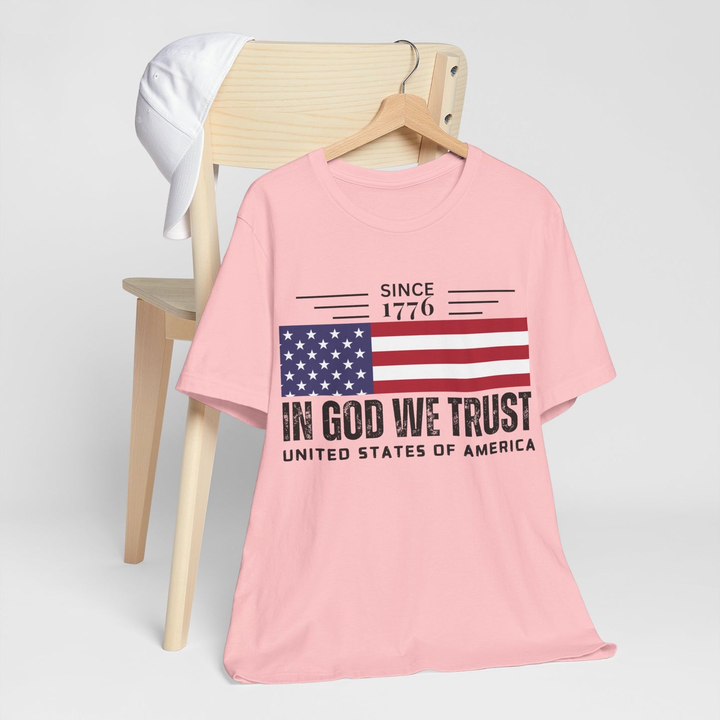 In God We Trust Christian American Flag Tshirt with US Flag