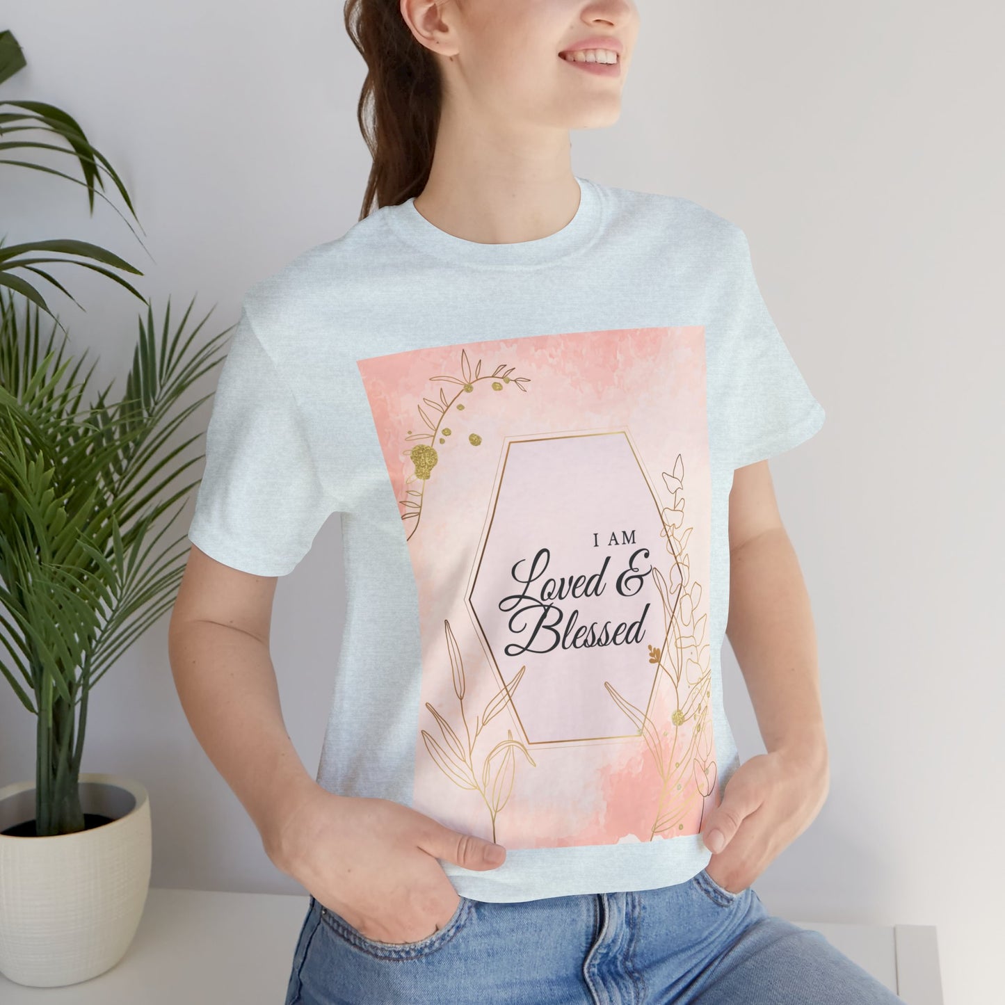 I am Loved and Blessed Comfortable Church Tee and Faith Inspired Christian T-Shirt Ideal Religious Gift Ideas for Women