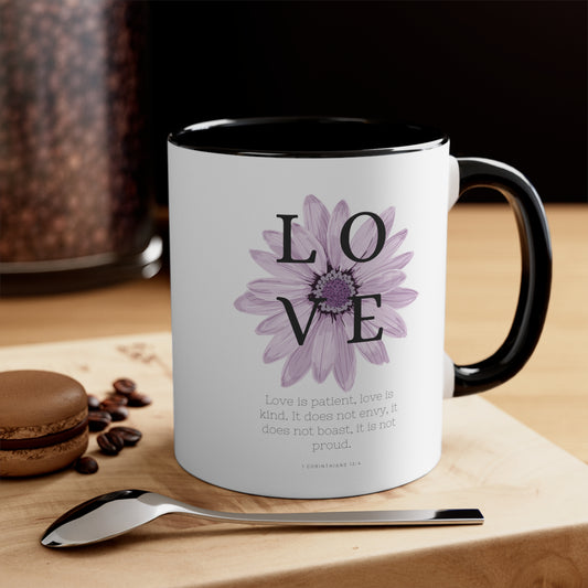 Love Is Christian Mug with Bible Verse Accent Coffee Mug, 11oz