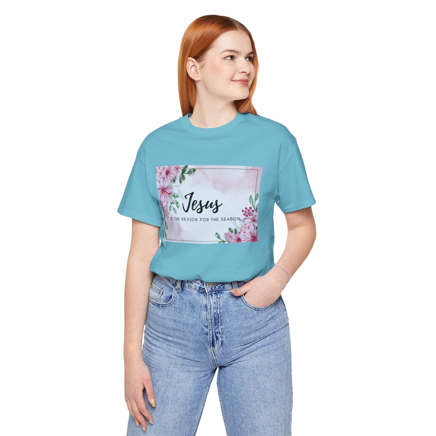 Jesus is the reason for the season Jesus-inspired Shirt with Flower Graphics Ideal Christian Gift Ideas for Women