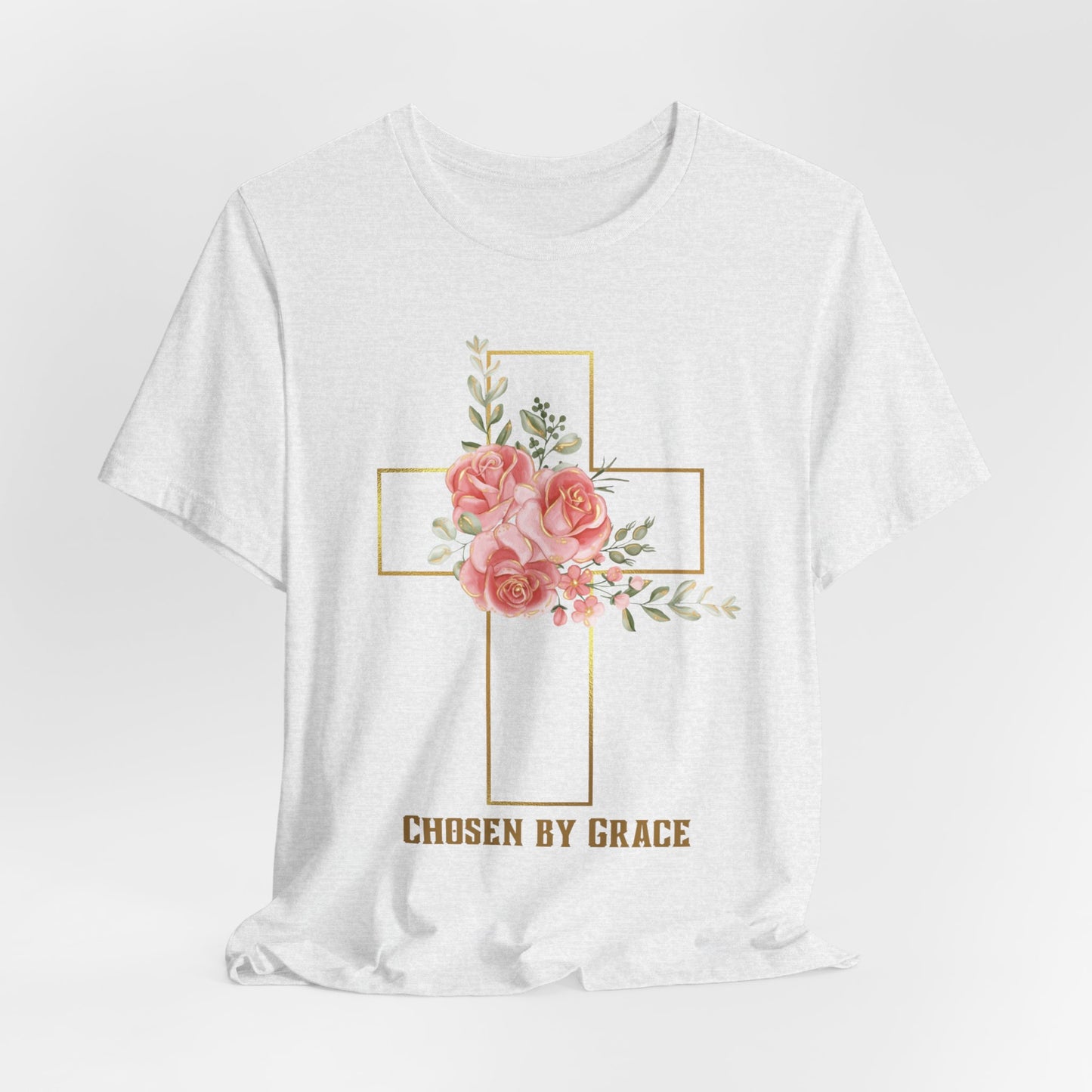 Chosen by Grace Inspirational Christian T-Shirt with Bible Verse and Cross Design Ideal Christian Gift Ideas for Women