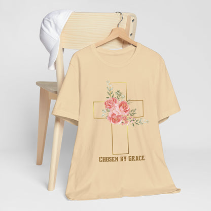 Chosen by Grace Inspirational Christian T-Shirt with Bible Verse and Cross Design Ideal Christian Gift Ideas for Women