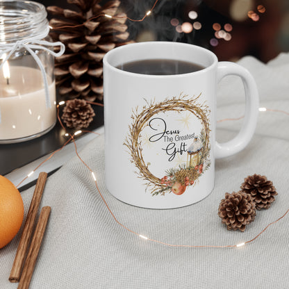 Christmas Christian Coffee Mug 11oz, Jesus the Greatest Gift Mug, Nativity Mug, Religious Christmas Mug Gift, Nativity Mug, Christmas Mug