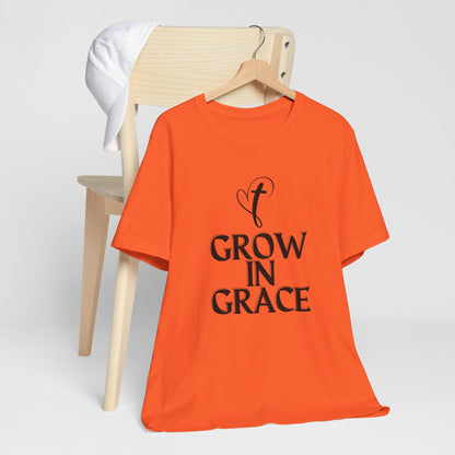 Grow in Grace Inspirational, Comfortable Church Tee with a Positive Message Ideal Christian Gift Idea for Men and Women.