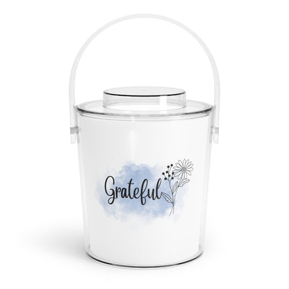 Grateful Ice Bucket with Tongs Storage Bin for Ice Cubes to Keep Ice Frozen for Parties and Events Ice Bucket with Tongs and Lid