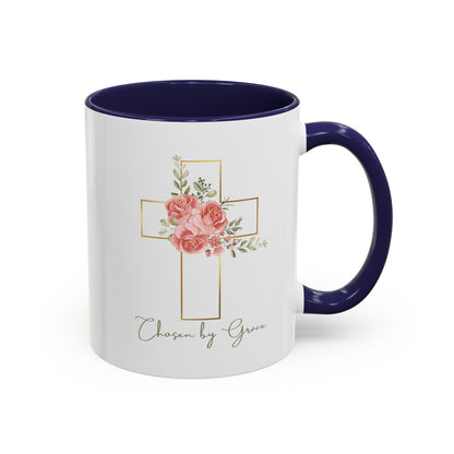 Chosen By Grace Mug with Bible Verse Christian coffee mugs for Mom Christian Coffee Mug with Inspirational Message Accent Coffee Mug in 11oz Coffee Mug for coffee lovers