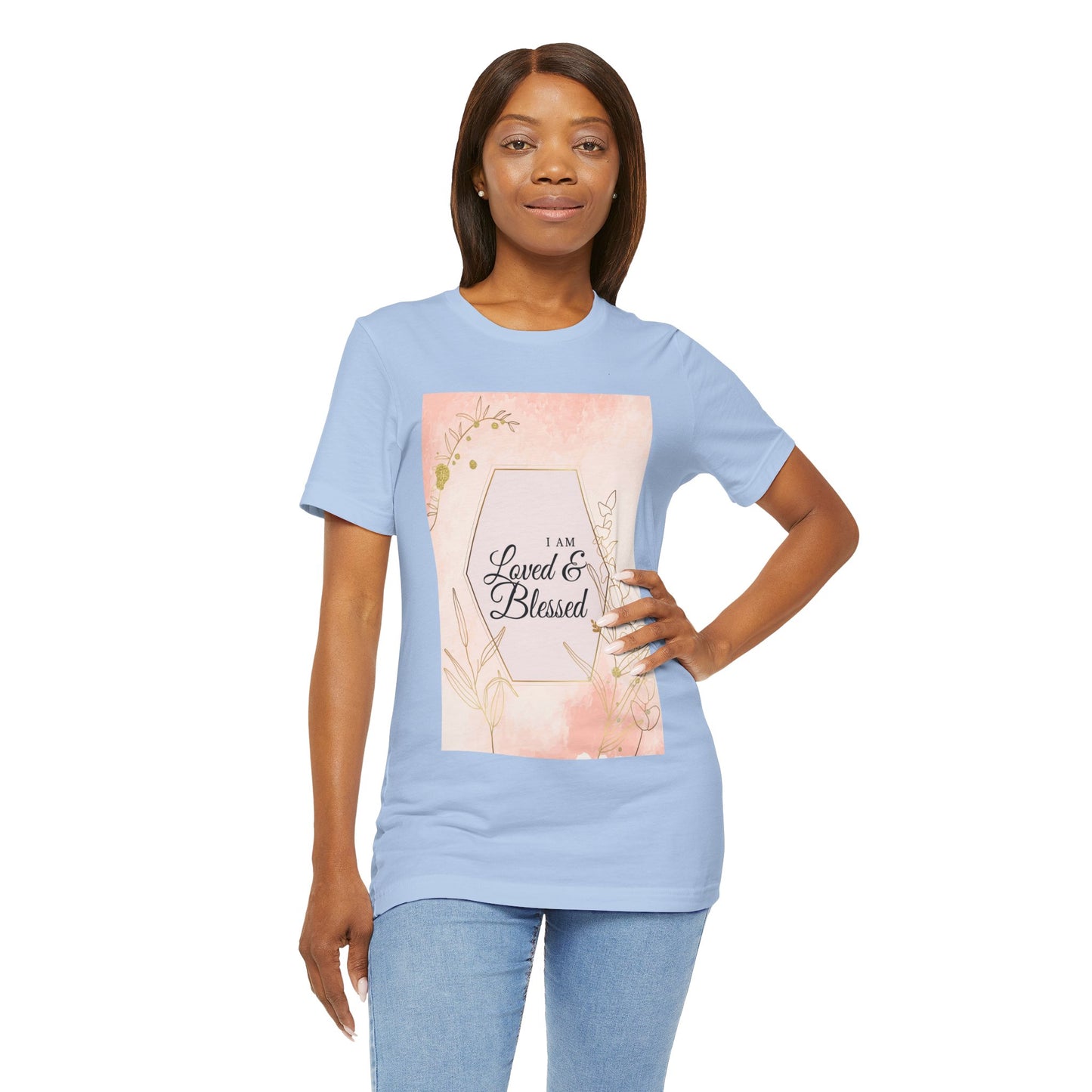 I am Loved and Blessed Comfortable Church Tee and Faith Inspired Christian T-Shirt Ideal Religious Gift Ideas for Women