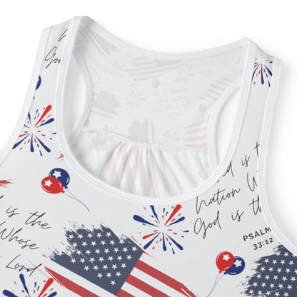 God and Country Womens Tank Top for Christian Women US Flag Tank Top with Blessed is the Nation Bible Verse Women Tank Top American Flag Tank Top