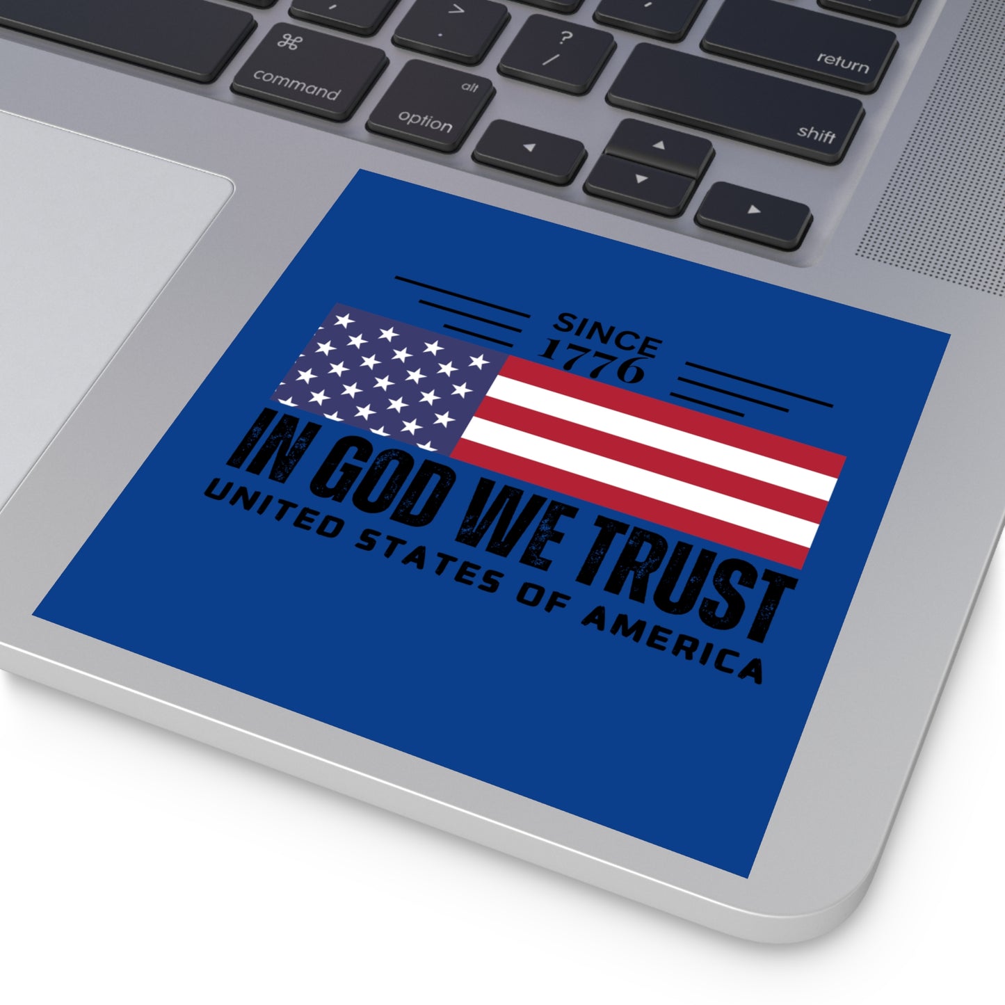 In God We Trust American Christian Sticker with US Flag Sticker In Blue