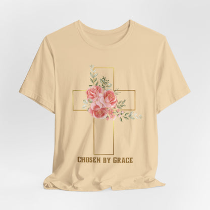 Chosen by Grace Inspirational Christian T-Shirt with Bible Verse and Cross Design Ideal Christian Gift Ideas for Women