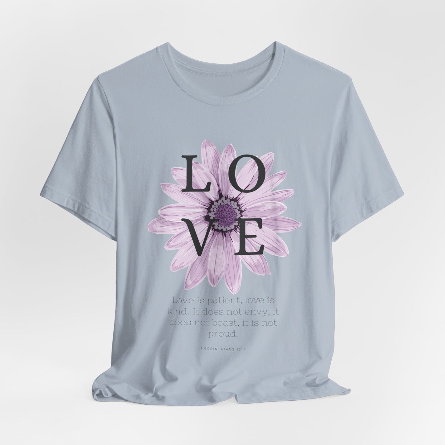 Love is Patient Scripture Wear Christian T-Shirt with Religious Graphics Ideal Religious Gift Ideas for Women