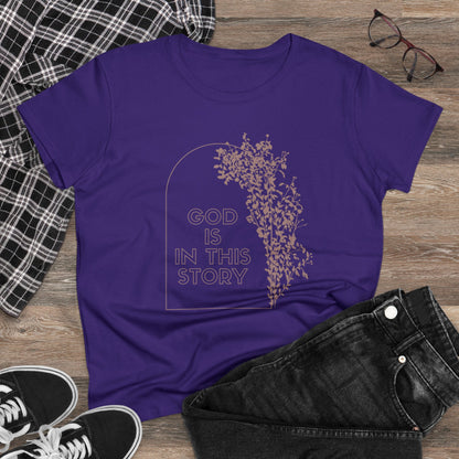 God is the Story Christian Women's Midweight Cotton Tee for Christian Mommy Tshirt with Inspirational Quote Tshirt Gifts for Christian Moms Summer Tee