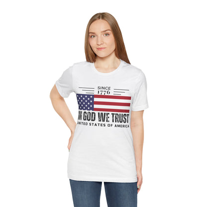 In God We Trust Christian American Flag Tshirt with US Flag