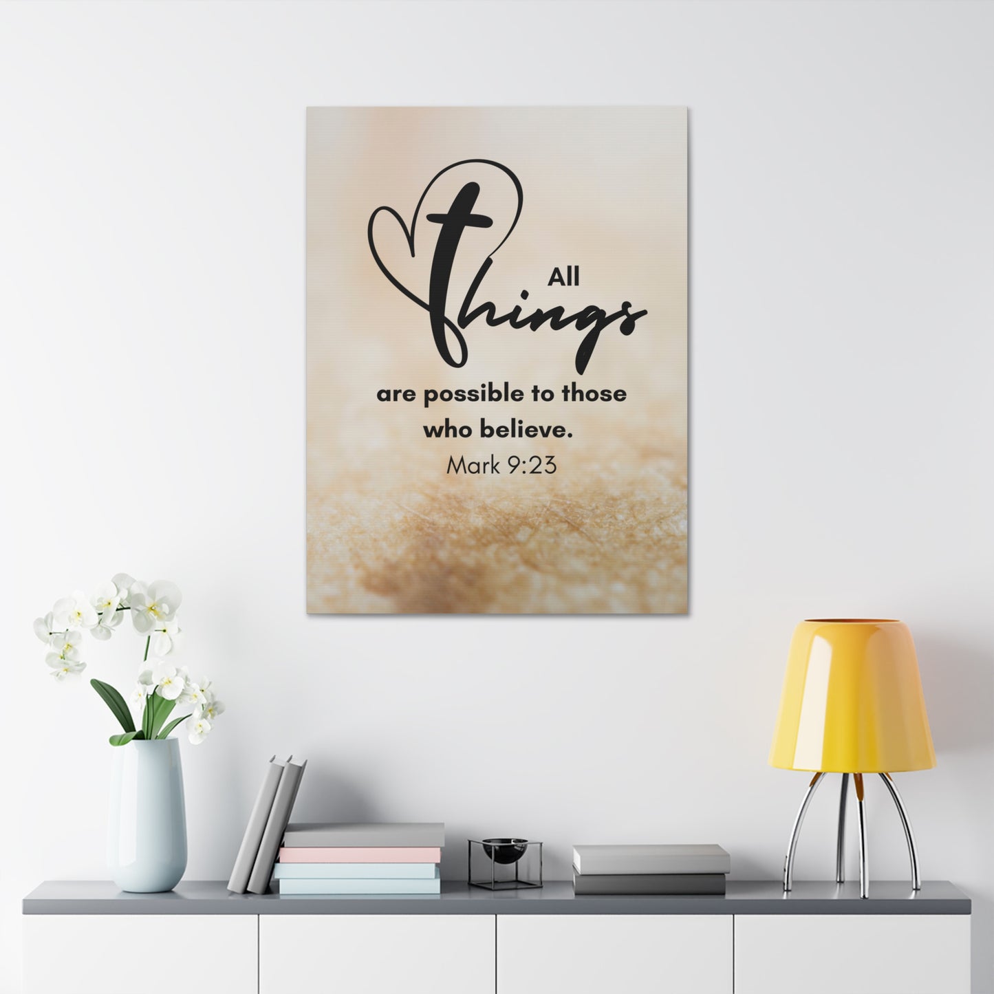 All Things are Possible Wall Art Christian Faith Canvas with Scripture Art Prints and Bible Verse Art Canvas Stretched in 1.5''