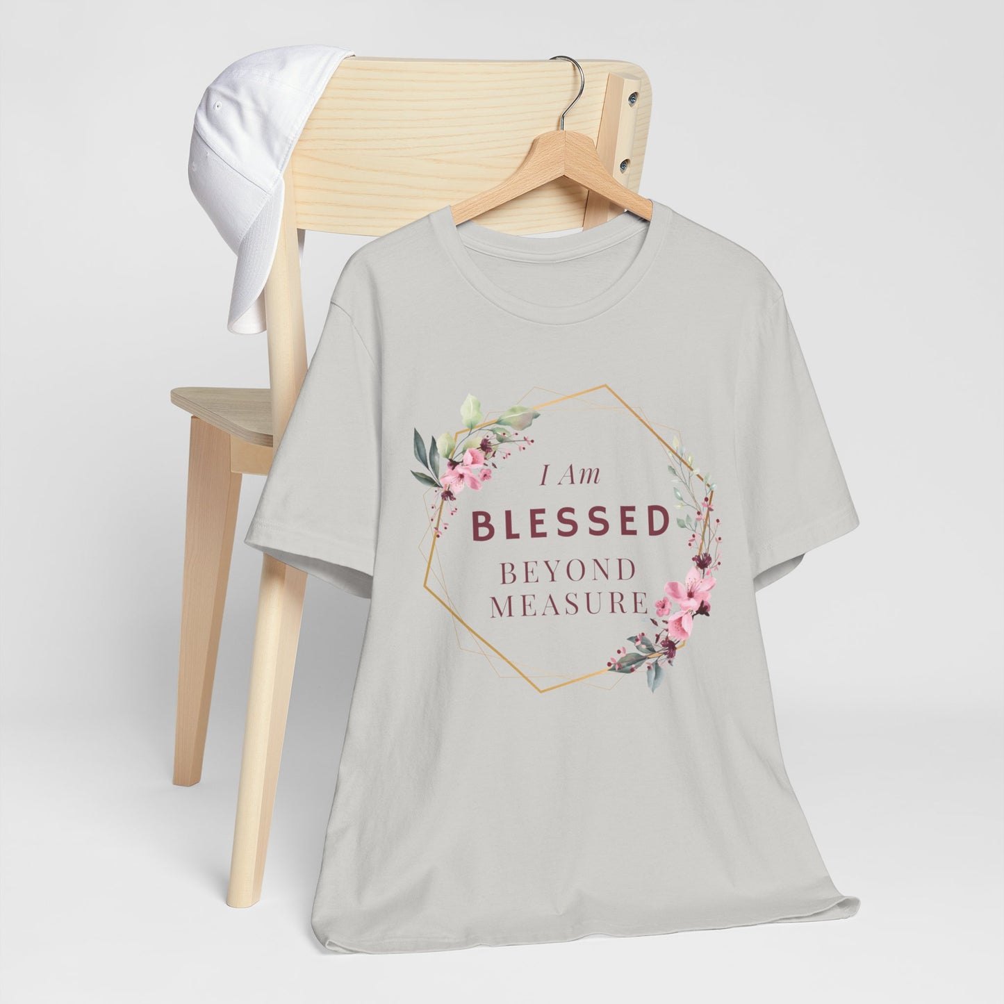 I am Blessed Beyond Measure Faith Inspired Christian T Shirt with Flower Graphics Ideal Christian Gift Ideas for Women.