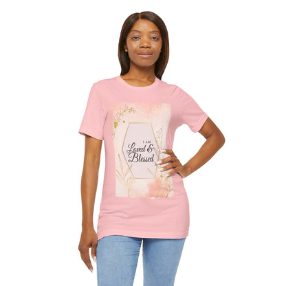 I am Loved and Blessed Comfortable Church Tee and Faith Inspired Christian T-Shirt Ideal Religious Gift Ideas for Women