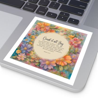 Count It Joy Square Sticker with Bible Verse Christian Sticker