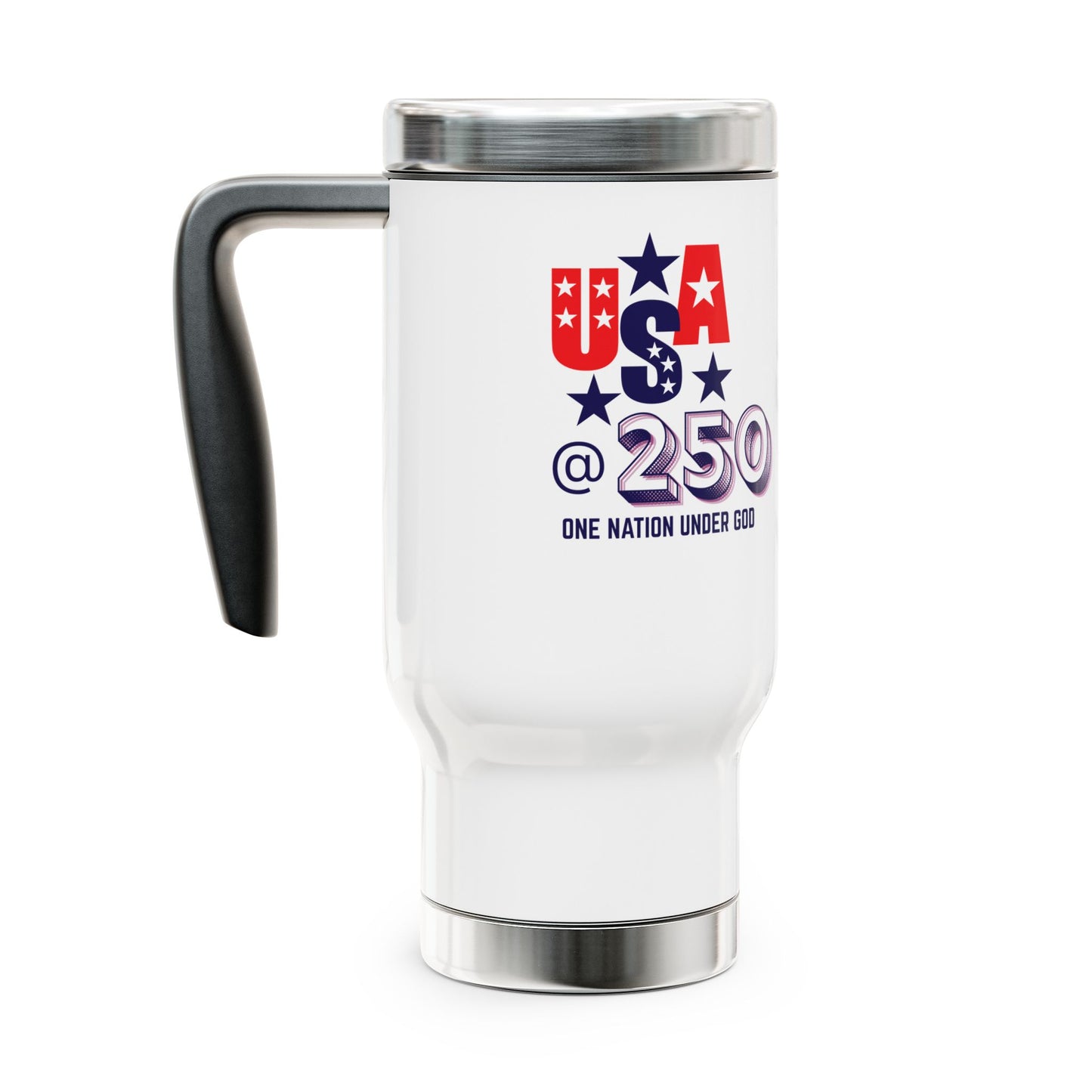 USA at 250 Travel Mug with Handle| 14oz Travel Tumbler| Christian Patriotic Mug