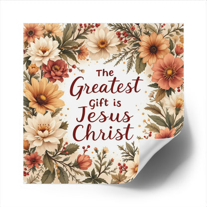 The Greatest Gift is Jesus Christ Sticker, Christmas Gift, Christian Vinyl Sticker, Christmas sticker