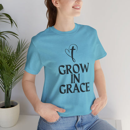 Grow in Grace Inspirational, Comfortable Church Tee with a Positive Message Ideal Christian Gift Idea for Men and Women.